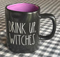 New Rae Dunn black Halloween theme ceramic coffee mug DRINK UP WITCHES