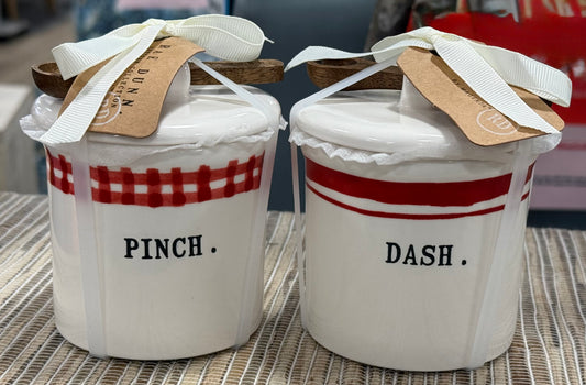 New Rae Dunn white ceramic PINCH. DASH. Cellar set