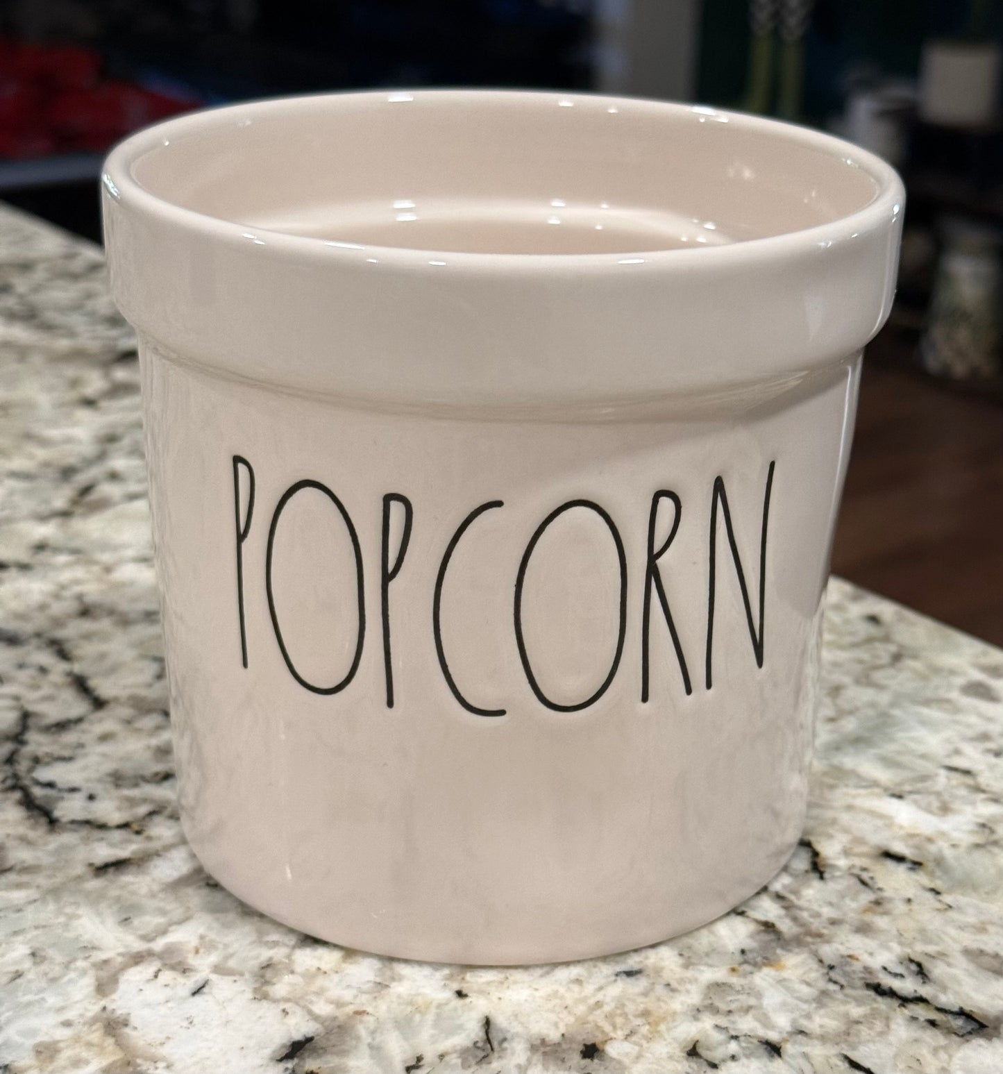 New Rae Dunn white ceramic POPCORN bowl dish