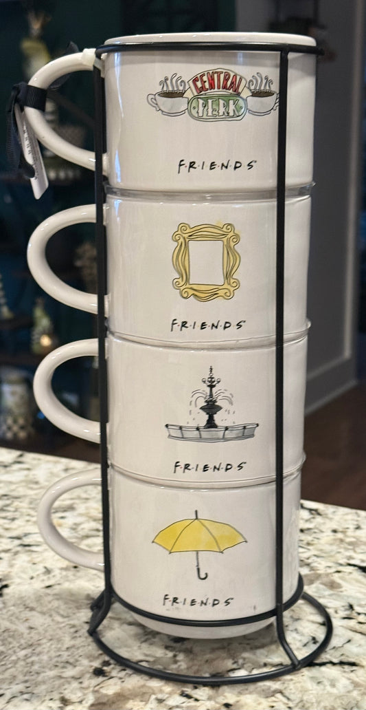 New Rae Dunn x Friend’s ceramic coffee mug stacker set COFFEE/TEA/COFFEE/TEA