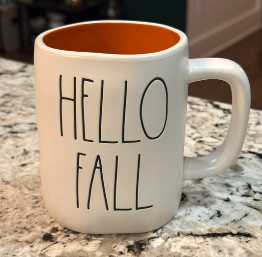 New Rae Dunn white ceramic fall coffee mug decor HELLO FALL