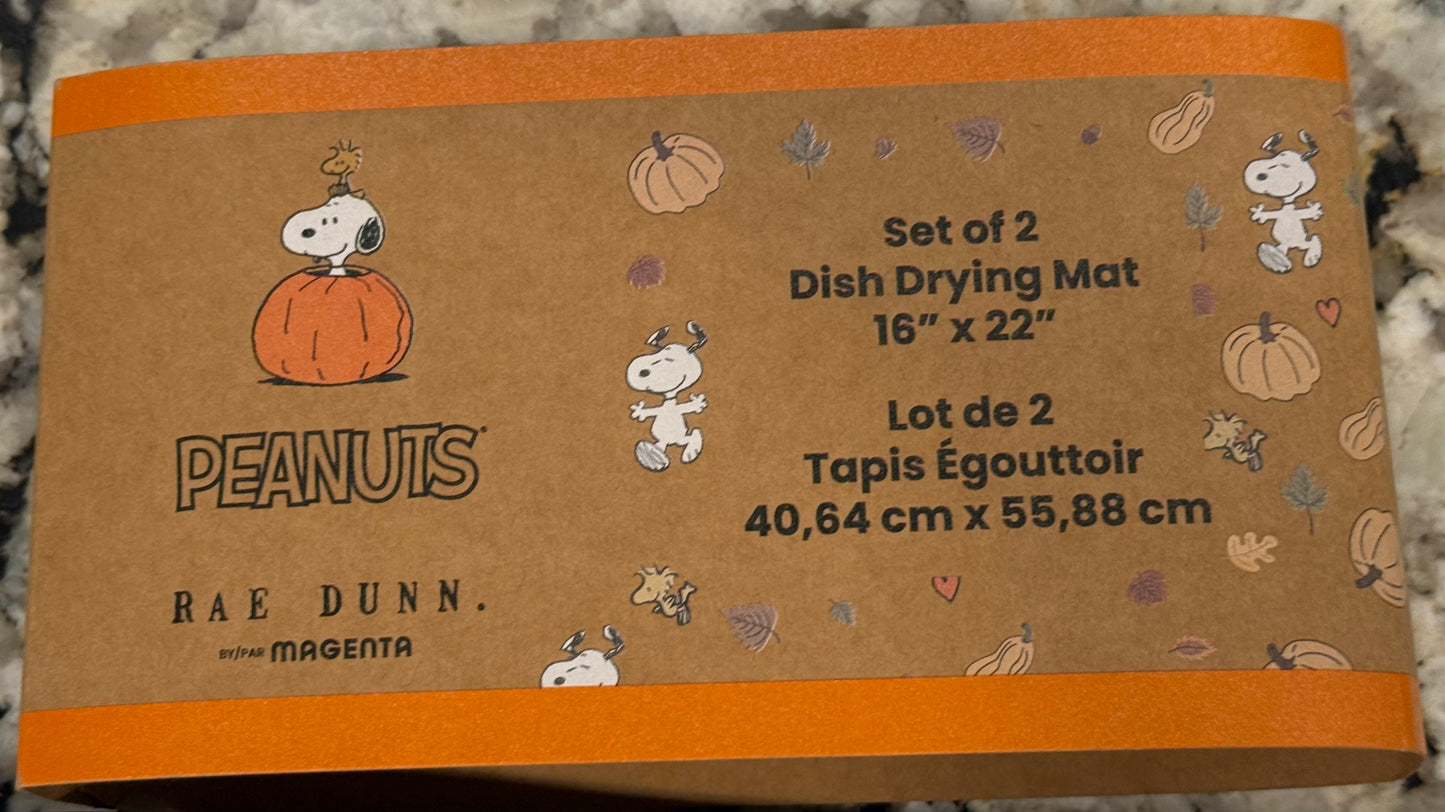 New Rae Dunn x Peanuts Snoopy SPOOKY SEASON set of 2 dish drying mats