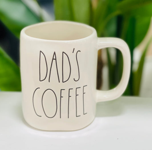 New Rae Dunn white ceramic coffee mug DAD’S COFFEE