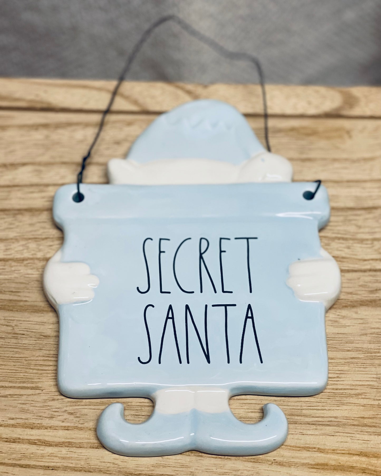 New Rae Dunn Christmas decor sign SECRET SANTA ceramic sign