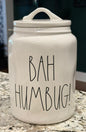 New Rae Dunn white ceramic Christmas storage canister 9” BAH HAMBUG!
