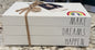New Rae Dunn white wood book stack decor MAKE DREAMS HAPPEN 9x6