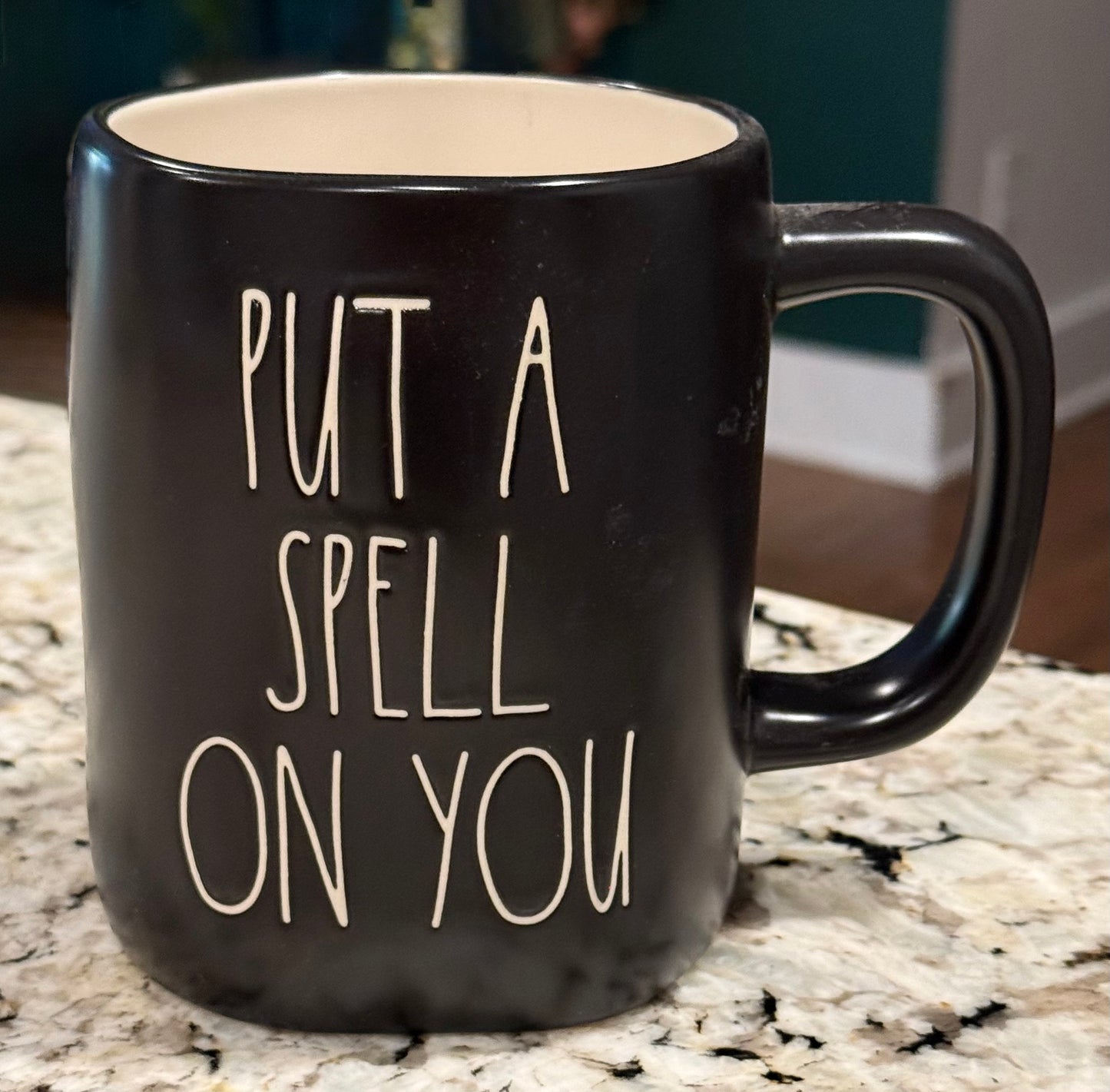 New Rae Dunn black ceramic Halloween coffee mug PUT A SPELL ON YOU