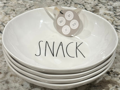 New Rae Dunn 4-piece melanin bowl set YUM SNACK EAT DELISH