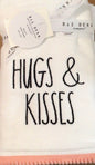 New Rae Dunn white 2-piece bathroom hand towel set HUGS & KISSES