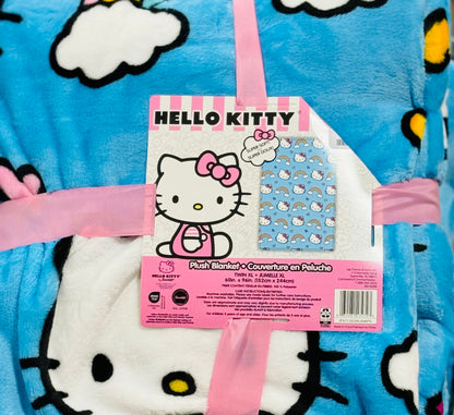 New Release Hello Kitty blue 90x90 FULL/QUEEN rainbow blanket