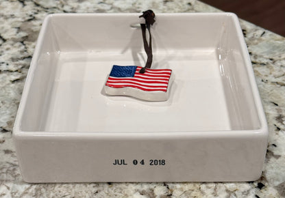 Rae Dunn white patriotic USA  flag napkin holder JULY 4th 2018
