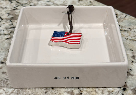 Rae Dunn white patriotic USA  flag napkin holder JULY 4th 2018