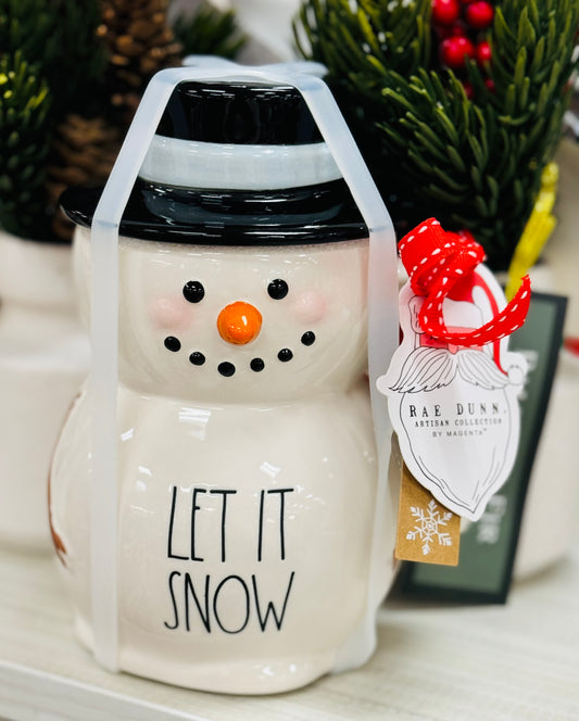 New Rae Dunn white snowman ⛄️ ceramic Christmas coffee mug LET IT SNOW