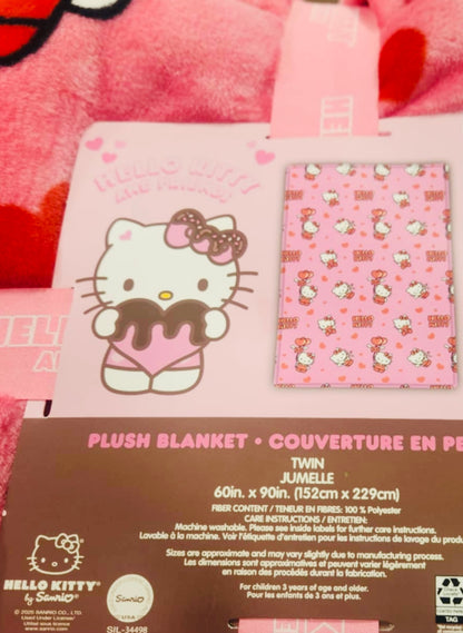 New Hello Kitty and Friends TWIN Valentines Day throw blanket bedding 60x90