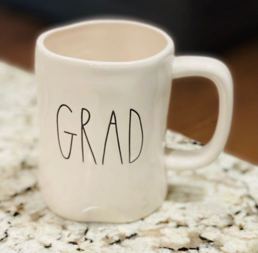 New Rae Dunn white ceramic coffee mug GRAD