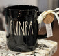 New Rae Dunn black iridescent ceramic coffee mug FUNPA