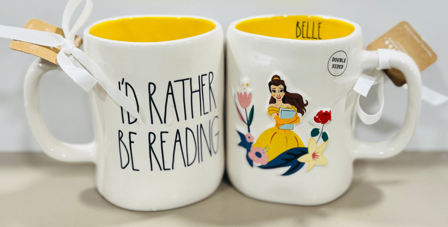 New Rae Dunn x Disney’s Beauty and The Beast ceramic mug I’D RATHER BE READING Belle