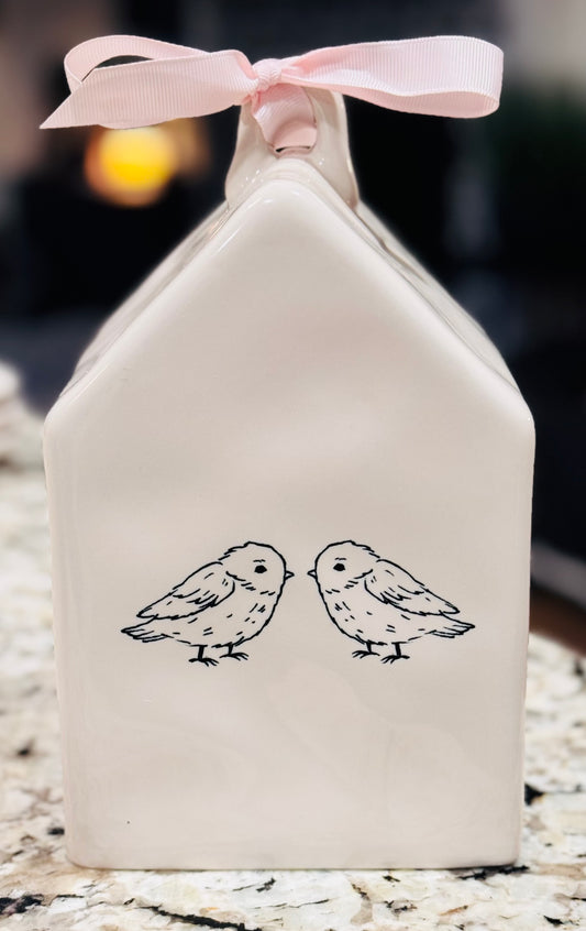 New Rae Dunn white ceramic  birdhouse BABY BIRD
