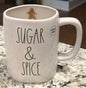 New Rae Dunn white ceramic Christmas coffee mug SUGAR AND SPICE gingerbread house on back
