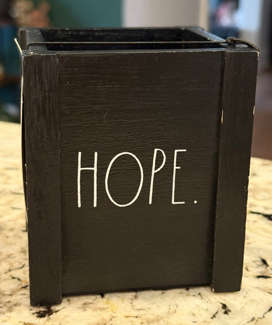 New Rae Dunn black wood storage box HOPE 4x3.5