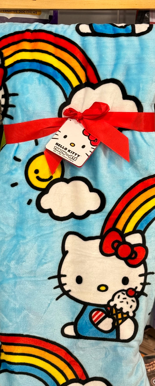 New Hello Kitty blue ice cream & rainbow 🌈 throw blanket 50x70