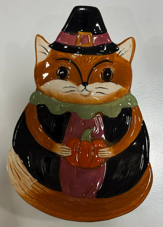 New release Joanna Parker ceramic fall grapevine critter squirrel with pumpkin snack plate
