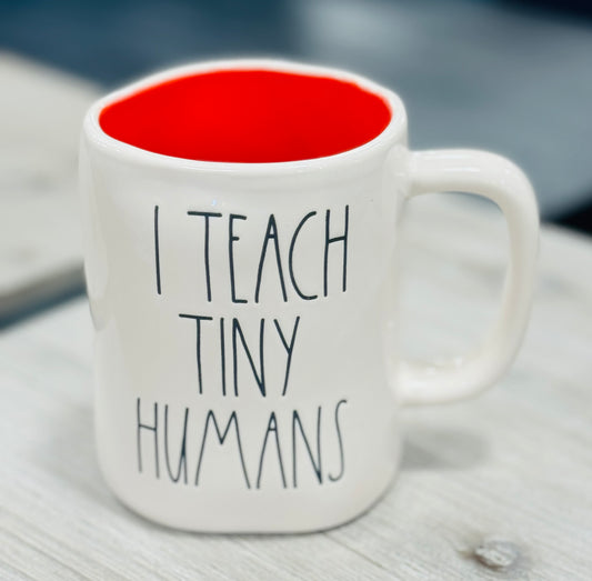 New Rae Dunn white ceramic mug I TEACH TINY HUMANS