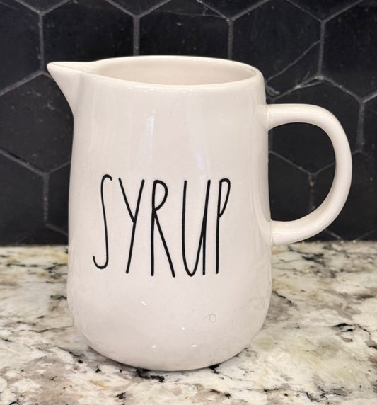 New Rae Dunn white ceramic SYRUP pitcher