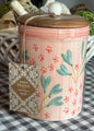 New pink floral Made in India ceramic 4” canister