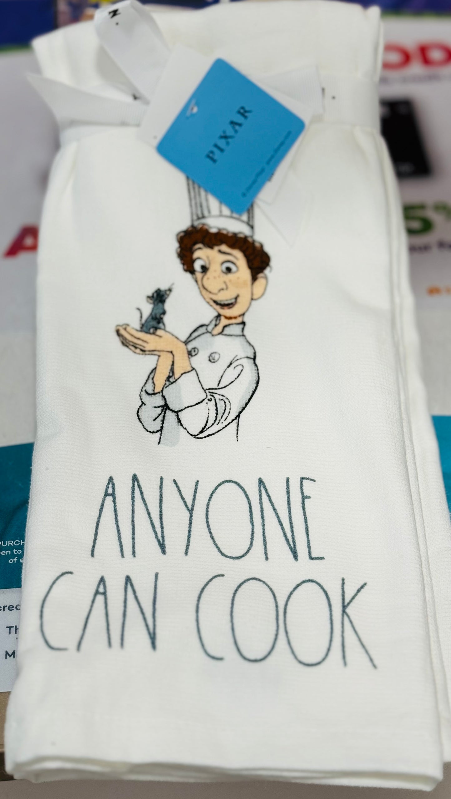 New Rae Dunn x Pixar 2-piece Ratatouille kitchen dish towel set ANYONE CAN COOK