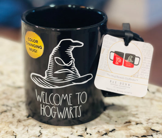 New Rae Dunn x Harry Potter black ceramic color changing coffee mug GRYFFINDOR