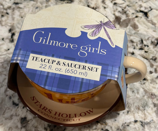 New ceramic oversized 22oz Gilmore Girls teacup and saucer set