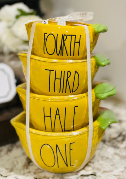 New Rae Dunn yellow lemon 🍋 ceramic measuring cup set