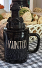 New Rae Dunn iridescent black ceramic coffee mug Halloween decor HAUNTED