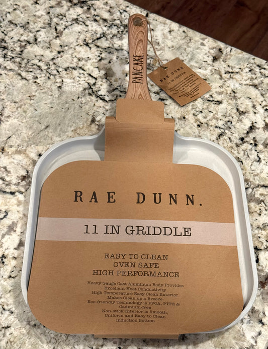 New Rae Dunn white 11” griddle pan PANCAKE.