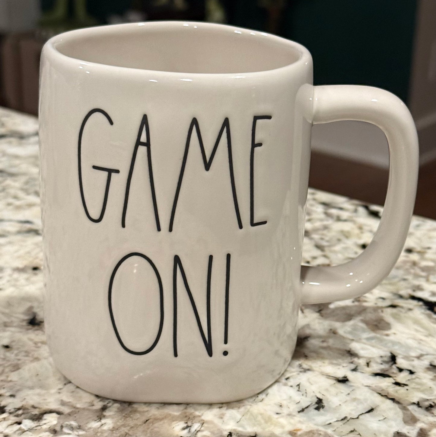 New Rae Dunn white ceramic coffee mug GAME ON!