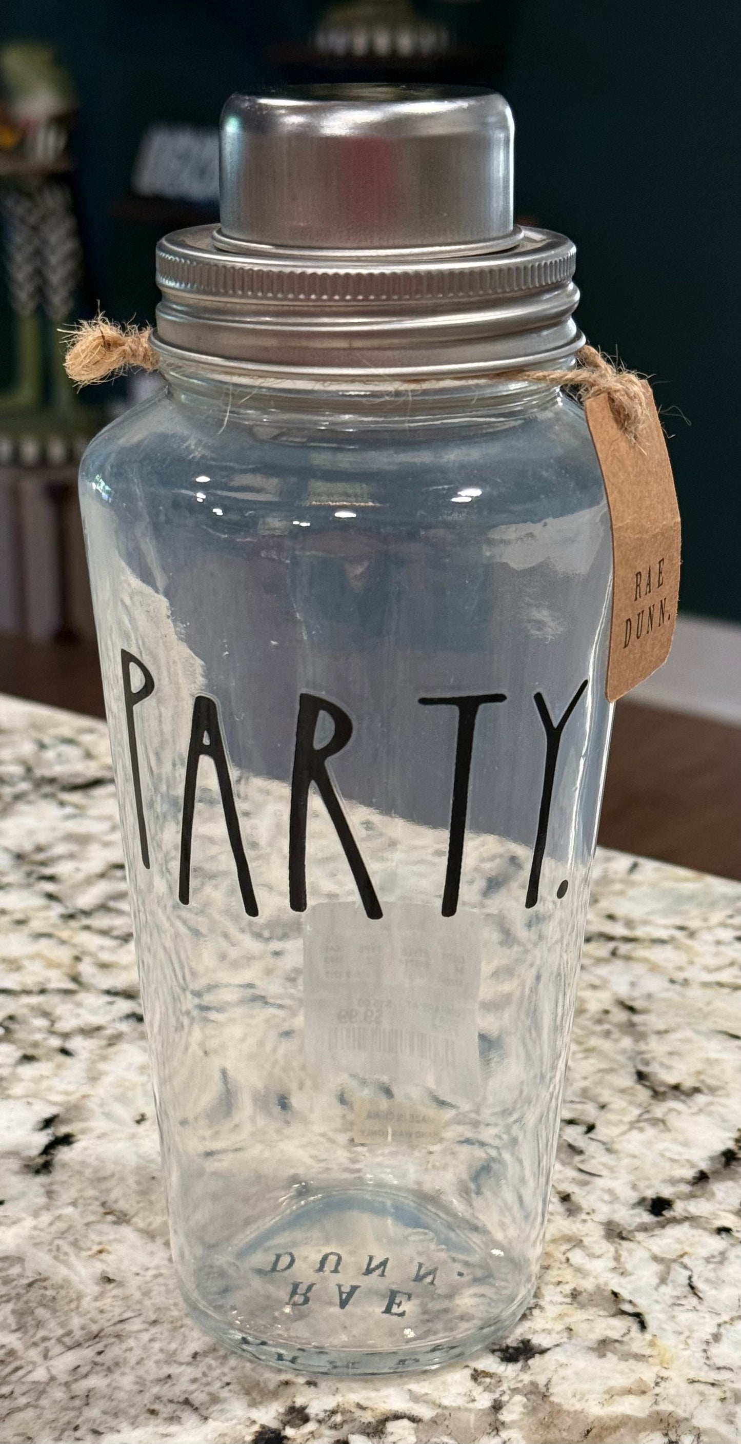 New Rae Dunn stem print glass PARTY cocktail shaker