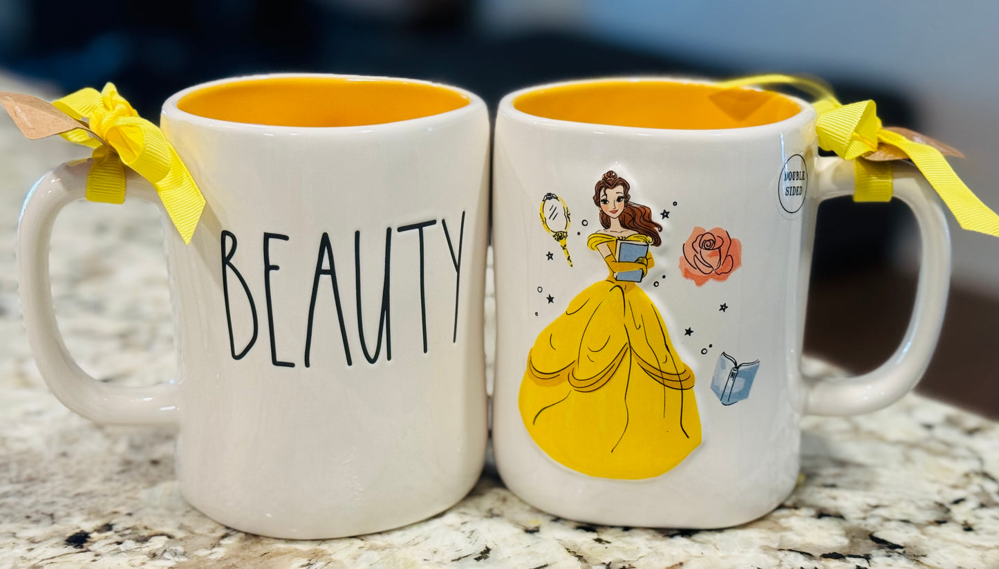 New Rae Dunn x Disney’s Beauty & The Beast themed ceramic coffee mug BEAUTY