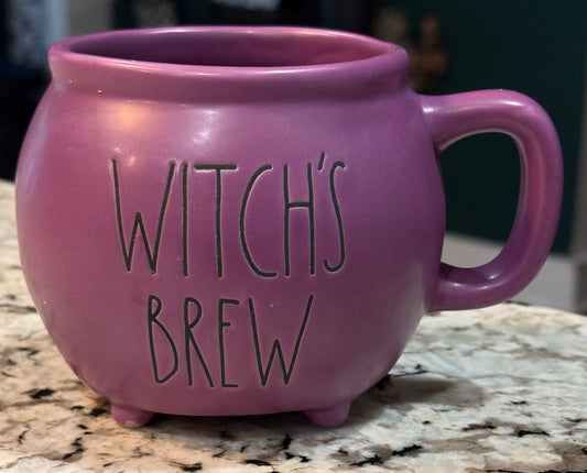 New Rae Dunn purple ceramic caldron coffee mug Halloween decor WITCH’S BREW