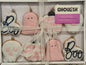 New Ghoulish faux cookie hanging pink ghost Halloween decor