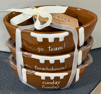 New Rae Dunn 3-piece ceramic football shaped ramekin decor set