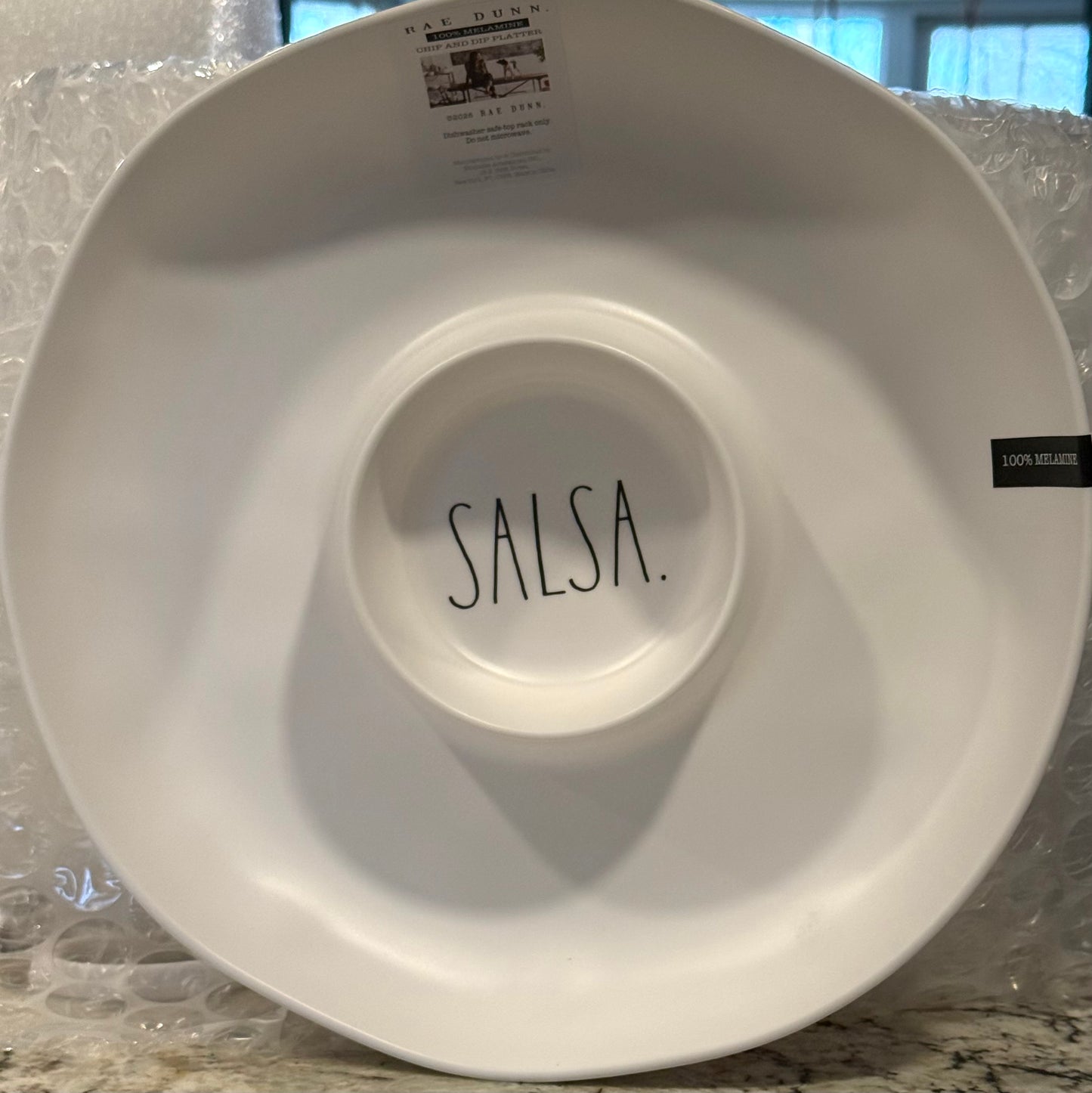 New Rae Dunn 13” melamine SALSA center bowl dip tray