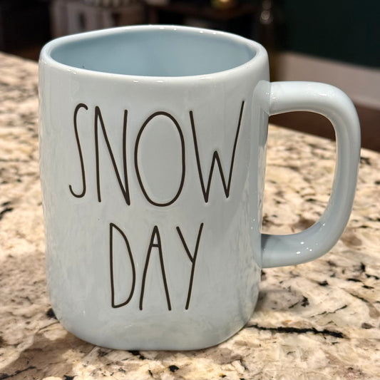 New Rae Dunn blue ceramic SNOW DAY coffee mug
