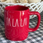 New Rae Dunn red ceramic Christmas mug FA LA LA!