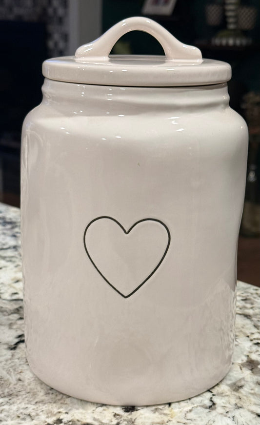 New Rae Dunn white ceramic 9” heart canister