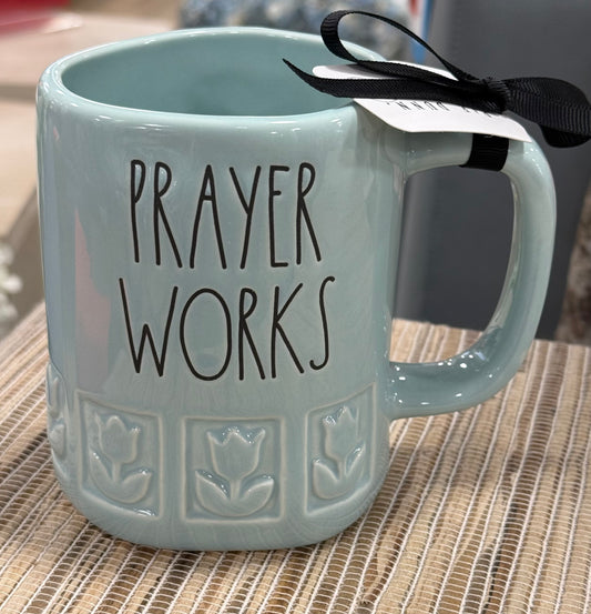 New Rae Dunn ceramic coffee mug PRAYER WORKS