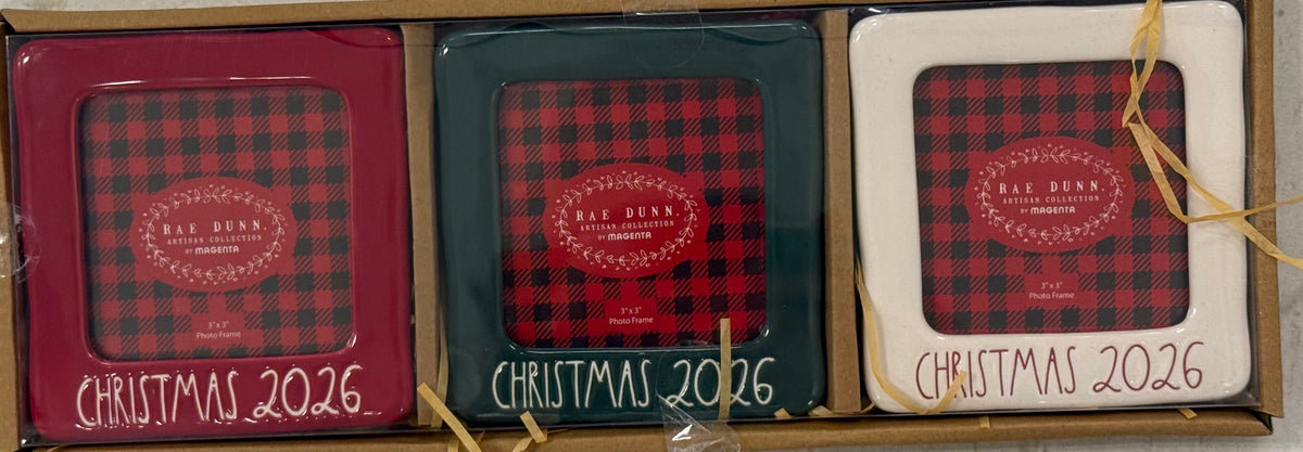 New Rae Dunn 3-piece ceramic Christmas 2026 photo frame set 3x3