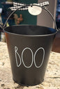 New Rae Dunn metal Halloween decor bucket BOO
