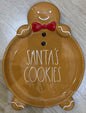 New Rae Dunn ceramic gingerbread man Christmas plate SANTA’S COOKIES 12.5x8