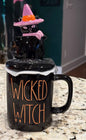 New Rae Dunn black ceramic Halloween decor topped coffee mug WICKED WITCH